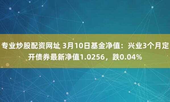 专业炒股配资网址 3月10日基金净值：兴业3个月定开债券最新净值1.0256，跌0.04%